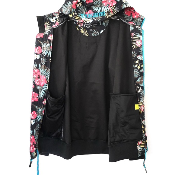 Saga Outerwear Floral Flower Jacket Hooded Soft-Shell Windbreaker Large Logo M - Picture 9 of 12